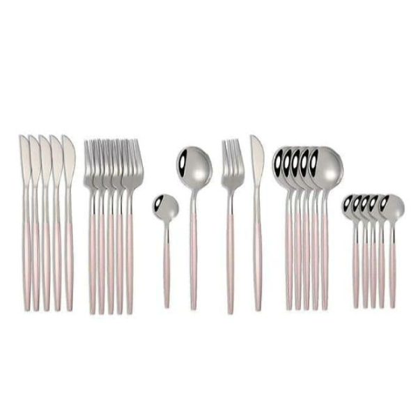 Dinnerware | Kyoto 24-Piece Cutlery Set In Polished Steel With Enamel Handle Dinnerware Dinnerware