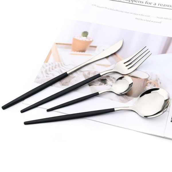 Dinnerware | Kyoto 24-Piece Cutlery Set In Polished Steel With Enamel Handle Dinnerware Dinnerware