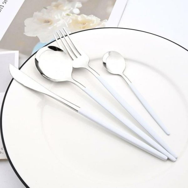 Dinnerware | Kyoto 24-Piece Cutlery Set In Polished Steel With Enamel Handle Dinnerware Dinnerware