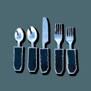 Dinnerware | Set Of 5 Pieces Black Agate Cutlery Dinnerware Dinnerware