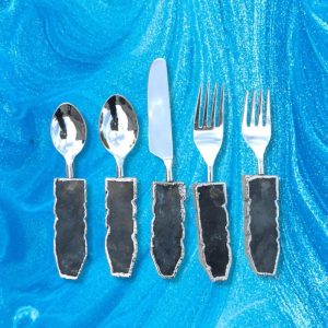 Dinnerware | Set Of 5 Pieces Labradorite Gemstone Agate Cutlery Dinnerware Dinnerware