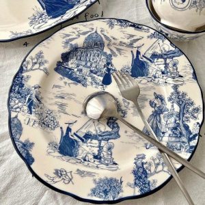 Dinnerware | White And Blue Euro Chinoiserie Dinner Plate Dinnerware Dinnerware