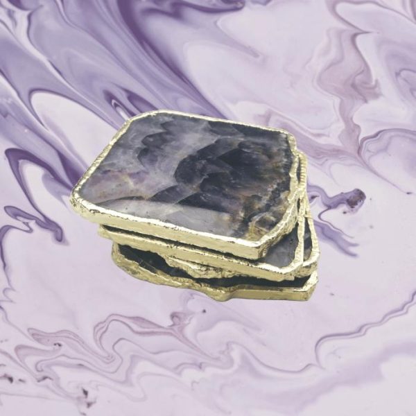 Drinkware | Amethyst Stone Coasters – Set Of 4 Drinkware Drinkware