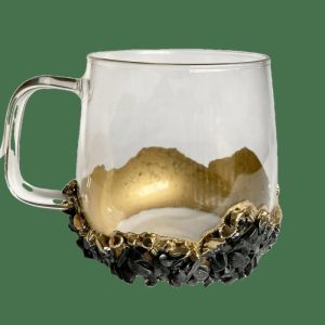 Drinkware | Black Quartz Crystal Glass Coffee Mug – Set Of 2 Drinkware Drinkware