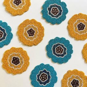 Drinkware | Blossoming Flowers Beaded Coasters Drinkware Drinkware