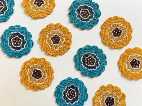 Drinkware | Blossoming Flowers Beaded Coasters Drinkware Drinkware