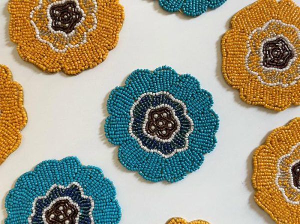 Drinkware | Blossoming Flowers Beaded Coasters Drinkware Drinkware