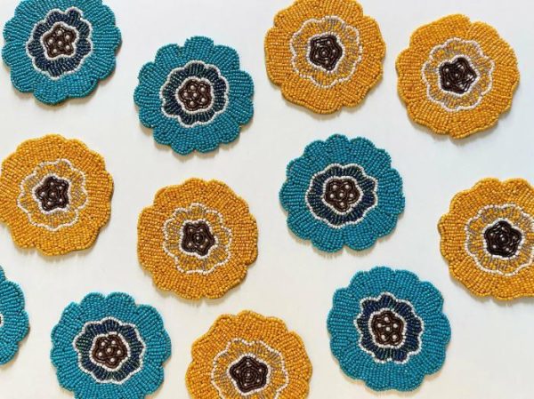 Drinkware | Blossoming Flowers Beaded Coasters Drinkware Drinkware