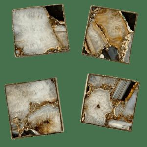 Drinkware | Brown-White Composite Agate Coaster – Set Of 4 Drinkware Drinkware