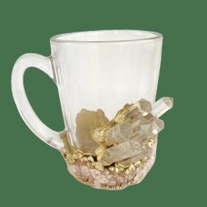 Drinkware | Clear And Rose Quartz Marbled Glass Coffee Mug – Set Of 2 Drinkware Drinkware