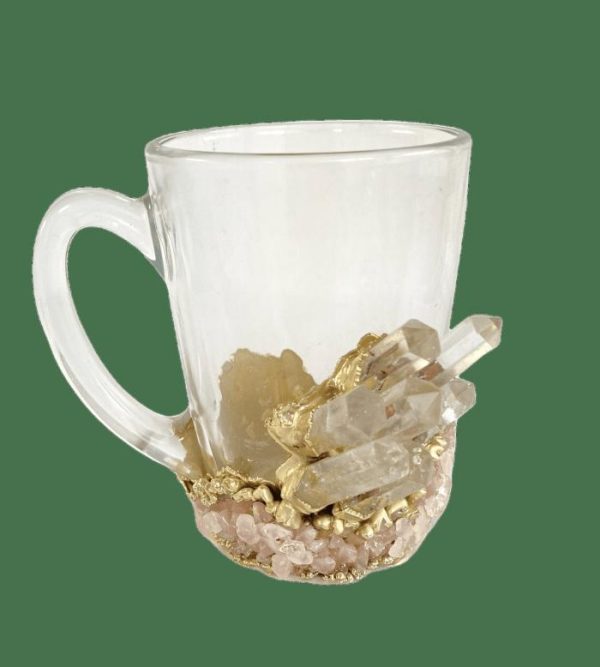 Drinkware | Clear And Rose Quartz Marbled Glass Coffee Mug – Set Of 2 Drinkware Drinkware