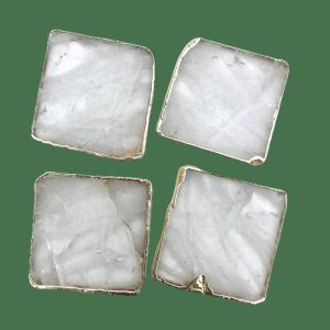 Drinkware | Clear Quartz Coaster Set Of 4 Drinkware Drinkware