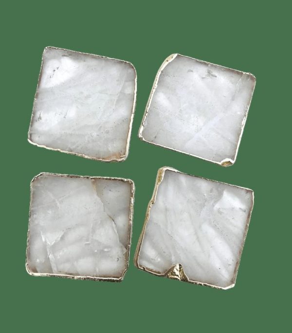 Drinkware | Clear Quartz Coaster Set Of 4 Drinkware Drinkware