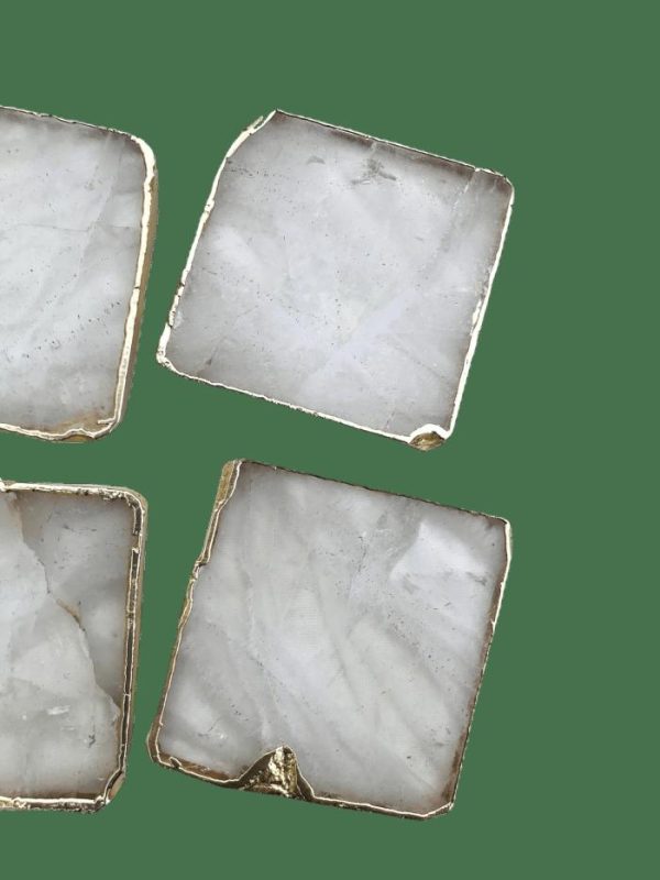 Drinkware | Clear Quartz Coaster Set Of 4 Drinkware Drinkware