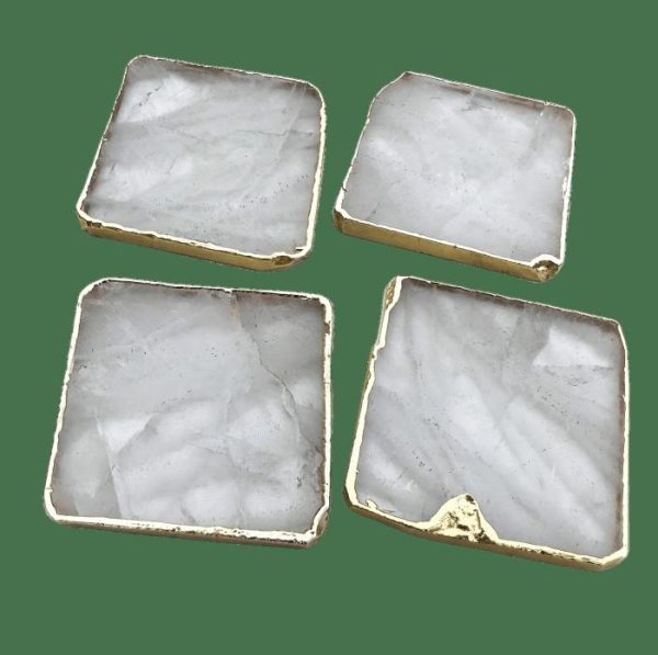 Drinkware | Clear Quartz Coaster Set Of 4 Drinkware Drinkware