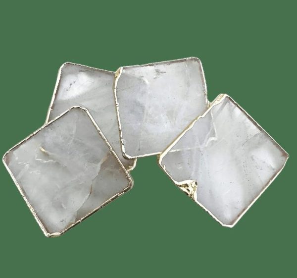 Drinkware | Clear Quartz Coaster Set Of 4 Drinkware Drinkware