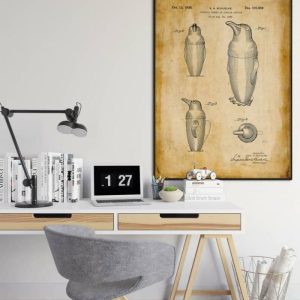 Drinkware | Cocktail Shaker Patent Print, Framed Art Print, 16×22 inches Drinkware Drinkware