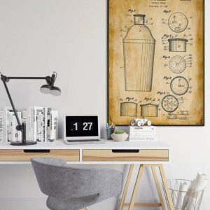 Drinkware | Cocktail Shaker Patent Print, Framed Art Print, 28×40 inches Drinkware Drinkware