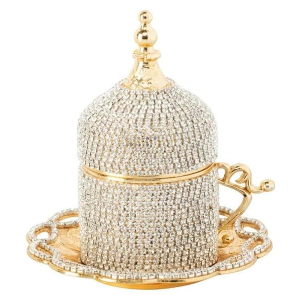 Drinkware | Crystal Gold Turkish Espresso Cup With Inner Porcelain And Saucer Dinnerware Dinnerware