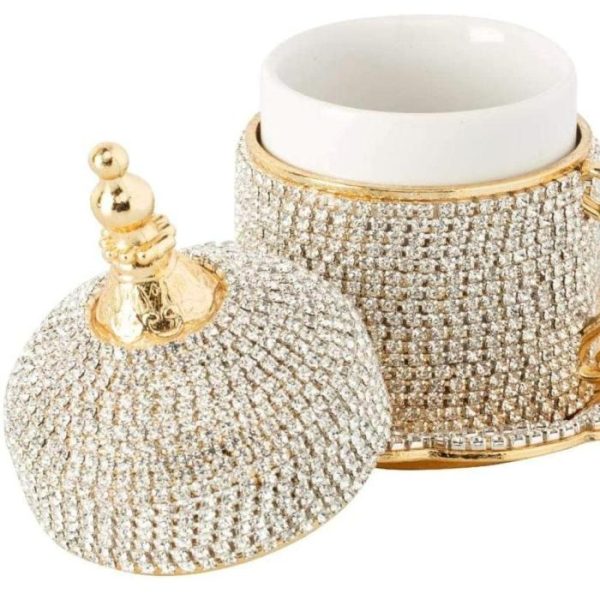 Drinkware | Crystal Gold Turkish Espresso Cup With Inner Porcelain And Saucer Dinnerware Dinnerware