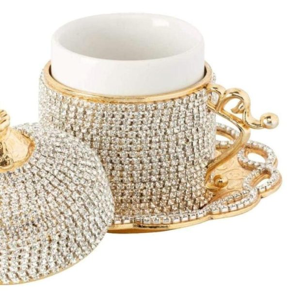 Drinkware | Crystal Gold Turkish Espresso Cup With Inner Porcelain And Saucer Dinnerware Dinnerware