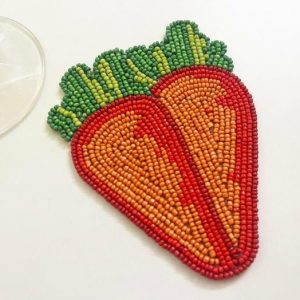 Drinkware | Easter Carrot Beaded Coaster Set Of 6 Drinkware Drinkware