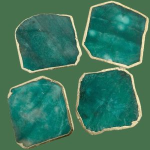 Drinkware | Emerald Green Agate Aventurine Coaster Set Of 4 Drinkware Drinkware