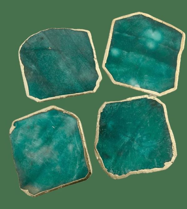 Drinkware | Emerald Green Agate Aventurine Coaster Set Of 4 Drinkware Drinkware