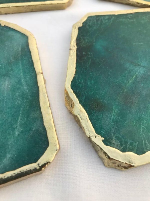 Drinkware | Emerald Green Agate Aventurine Coaster Set Of 4 Drinkware Drinkware