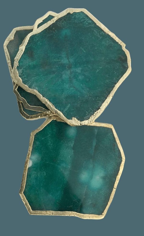 Drinkware | Emerald Green Agate Aventurine Coaster Set Of 4 Drinkware Drinkware