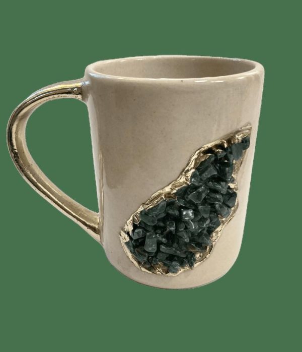 Drinkware | Green Agate Crystal Coffee Mug With Gold Handle – Set Of 2 Drinkware Drinkware