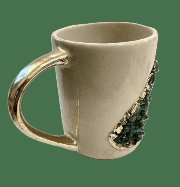 Drinkware | Green Agate Crystal Coffee Mug With Gold Handle – Set Of 2 Drinkware Drinkware