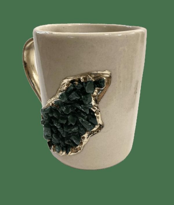 Drinkware | Green Agate Crystal Coffee Mug With Gold Handle – Set Of 2 Drinkware Drinkware