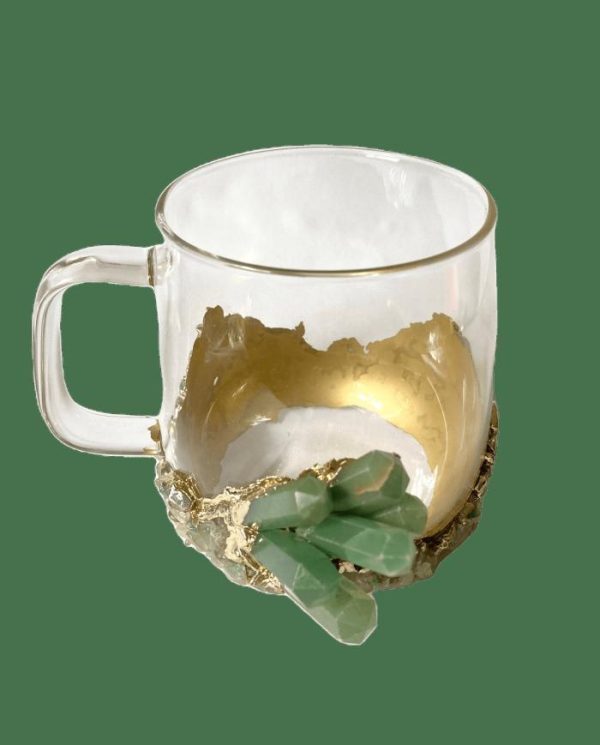 Drinkware | Green Quartz Glass Coffee Mug With Handle – Set Of 2 Drinkware Drinkware