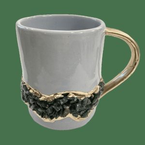 Drinkware | Green Quartz Marbled Gray Ceramic Coffee Mug With Gold Handle – Set Of 2 Drinkware Drinkware