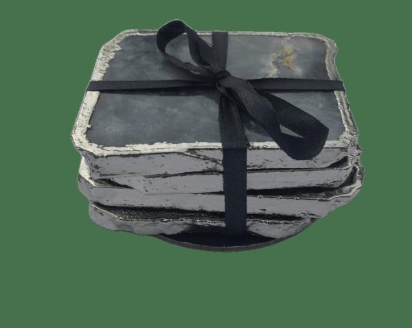 Drinkware | Grey Agate Quartz Coaster Set Of 4 Drinkware Drinkware