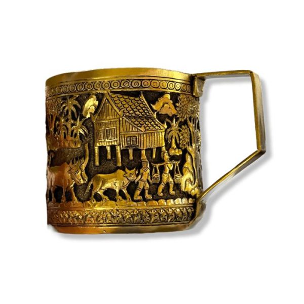 Drinkware | Hand Engraved Solid Brass Mug With Handle – Khmer Rural Drinkware Drinkware