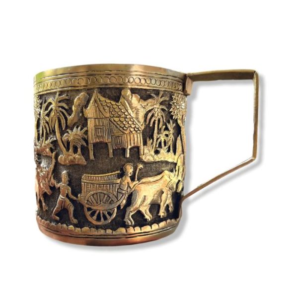 Drinkware | Hand Engraved Solid Brass Mug With Handle – Khmer Rural Drinkware Drinkware