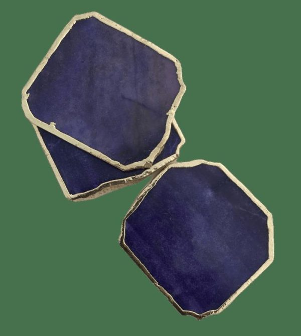 Drinkware | Indigo Agate Aventurine Coaster Set Of 4 Drinkware Drinkware