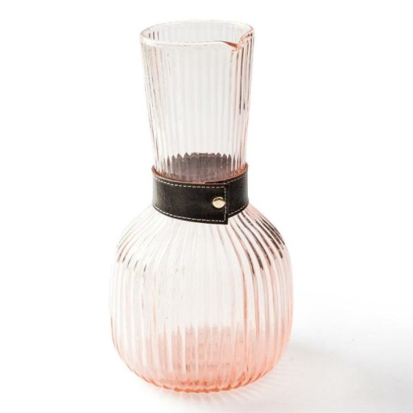 Drinkware | Light Amber Hand Blown Ribbed Roseate Carafe Set, Carafe Only Drinkware Drinkware