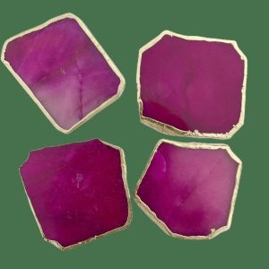 Drinkware | Magenta Agate Aventurine Coasters Set Of 4 Drinkware Drinkware