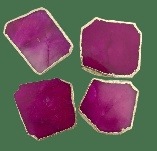 Drinkware | Magenta Agate Aventurine Coasters Set Of 4 Drinkware Drinkware