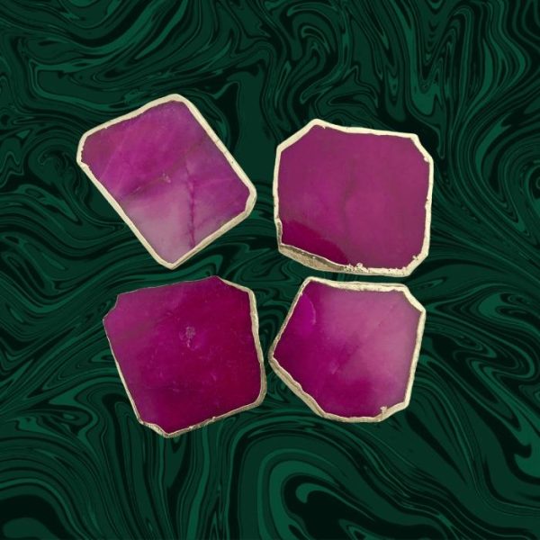 Drinkware | Magenta Agate Aventurine Coasters Set Of 4 Drinkware Drinkware