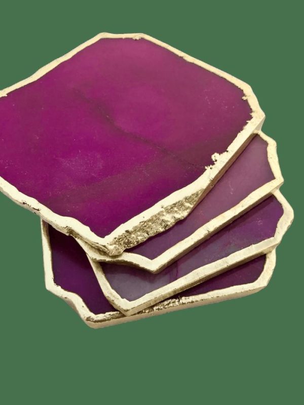 Drinkware | Magenta Agate Aventurine Coasters Set Of 4 Drinkware Drinkware