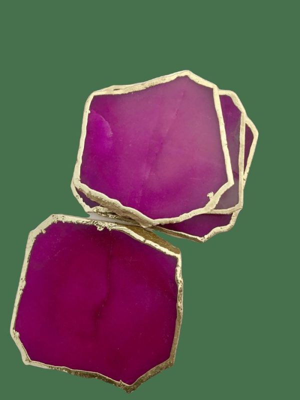 Drinkware | Magenta Agate Aventurine Coasters Set Of 4 Drinkware Drinkware