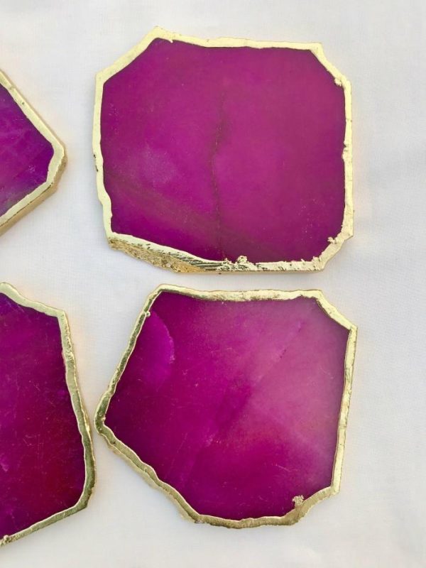 Drinkware | Magenta Agate Aventurine Coasters Set Of 4 Drinkware Drinkware