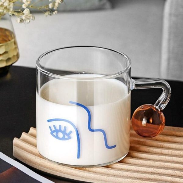 Drinkware | Minimalist Female Face Water Glass With Handle, Large Drinkware Drinkware