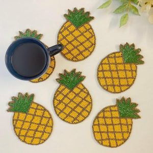 Drinkware | Pineapple Beaded Coasters – Set Of 6 Drinkware Drinkware