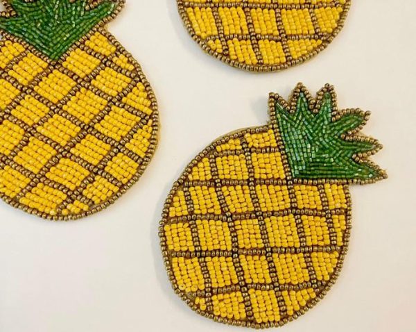 Drinkware | Pineapple Beaded Coasters – Set Of 6 Drinkware Drinkware