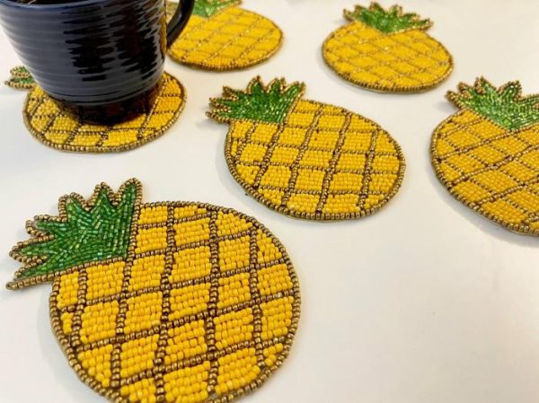 Drinkware | Pineapple Beaded Coasters – Set Of 6 Drinkware Drinkware